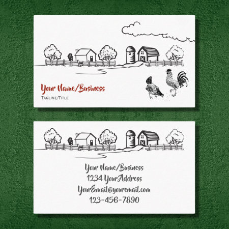 Chickens Rooster And Hen Charming Country Farm Business Card