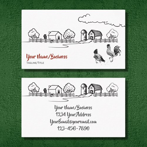 Chickens Rooster and Hen Charming Country Farm Business Card