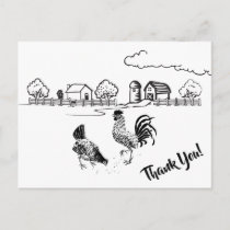 Chickens Rooster and Hen Charming Country Farm Postcard