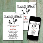 Chickens Rooster And Hen In Love Farm Wedding Invitation at Zazzle