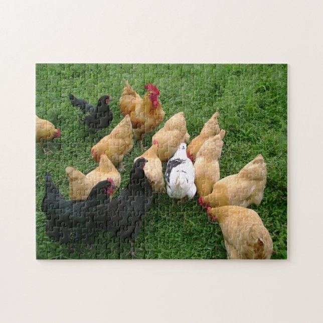 Chickens Roosters Hens Flock Jigsaw Puzzle (Horizontal)