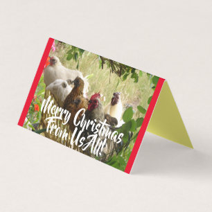 Chickens Roosters Merry From Us All Christmas Card