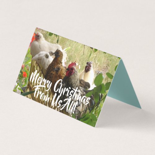 Chickens Roosters Merry From Us Christmas Card set