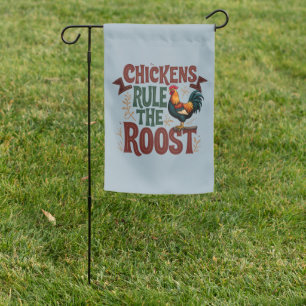 Chickens Rule the Roost Rustic Farm Illustration Garden Flag