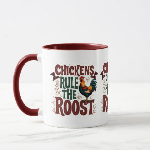 Chickens Rule the Roost Rustic Farm Illustration Mug