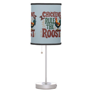 Chickens Rule the Roost Rustic Farm Illustration Table Lamp