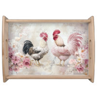 Chickens Shabby Chic Pink Decoupage
