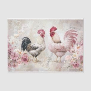Chickens Shabby Chic Pink Decoupage Tissue Paper