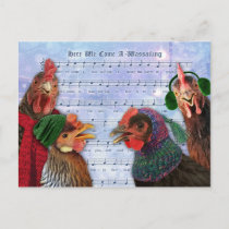 Chickens Singing Christmas Carols Postcard