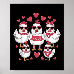 Chickens Valentines Day Love Valentine Cute Hearts Poster