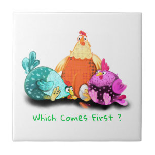 Chickens Waiting Egg To Hatch Ceramic Tile Farm