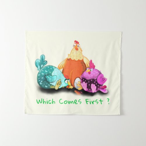 Chickens Waiting Egg To Hatch Funny Kids Tapestry