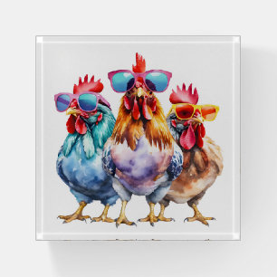 Chickens Wearing Big Sunglasses Paperweight