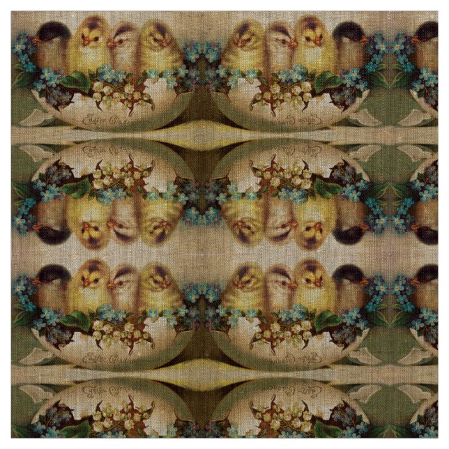 CHICKENS WITH FLOWERS IN EASTER EGG FABRIC (Swatch)