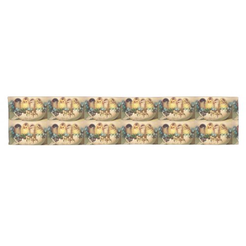 CHICKENS WITH FLOWERS  IN EASTER EGG SHORT TABLE RUNNER