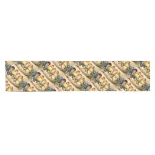 CHICKENS WITH FLOWERS  IN EASTER EGG SHORT TABLE RUNNER