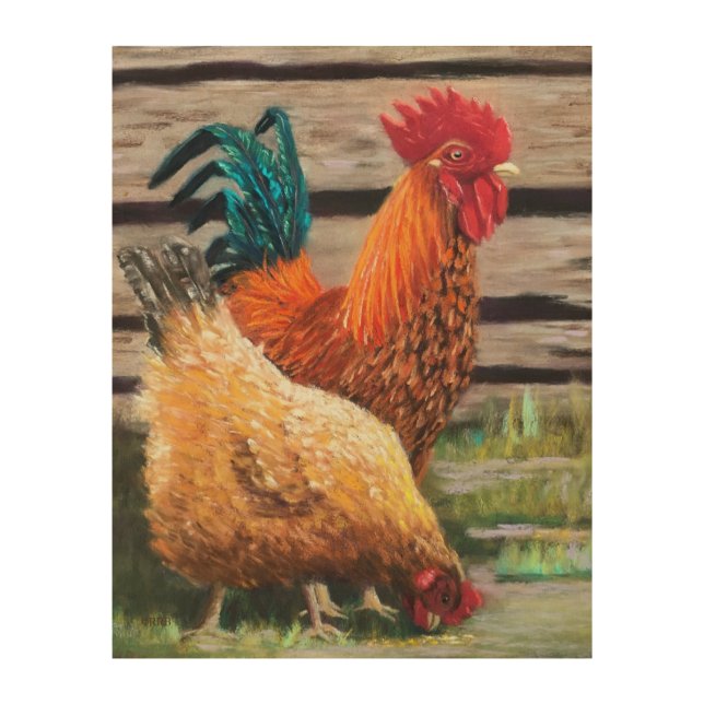 Chickens Wood Wall Art (Front)