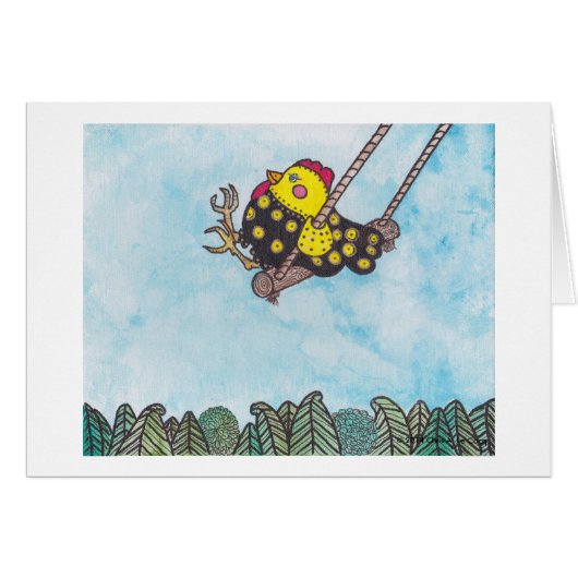 Chickie on a Swing an image to create smiles (Front Horizontal)