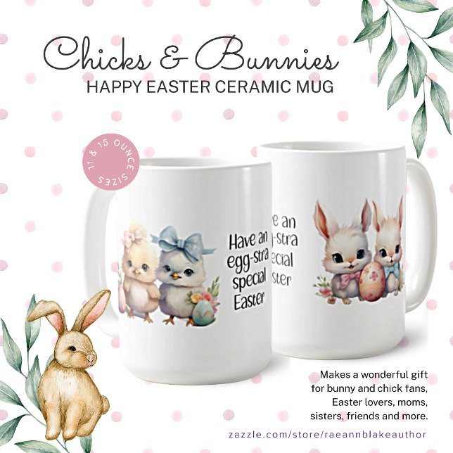 Chicks and Bunnies Happy Easter Ceramic Mug (Creator Uploaded)