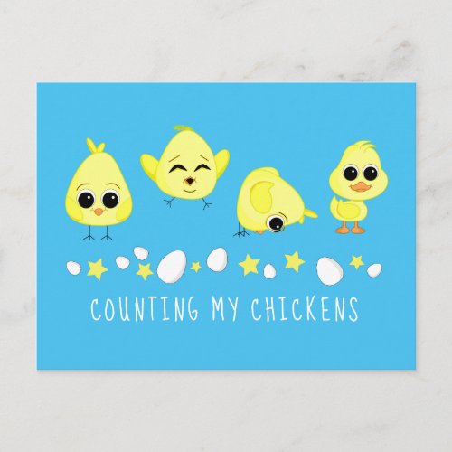 Chicks and Duckling Counting My Chickens Saying Postcard