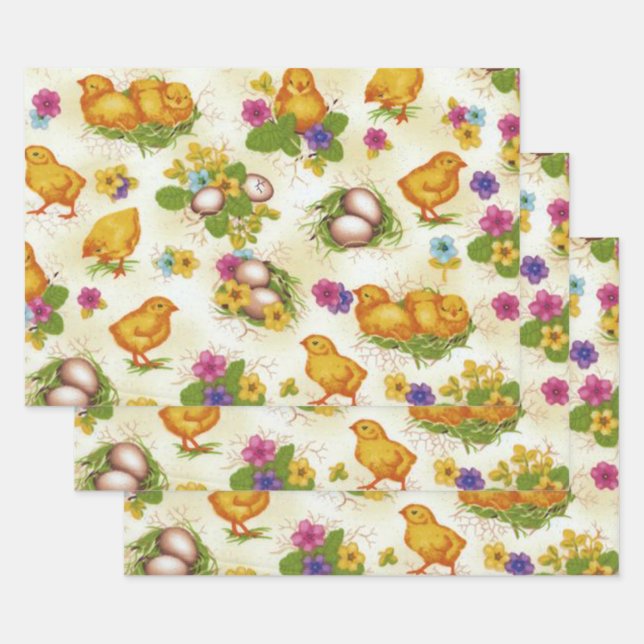 Chicks and Easter Eggs Wrapping Paper Sheets (Set)