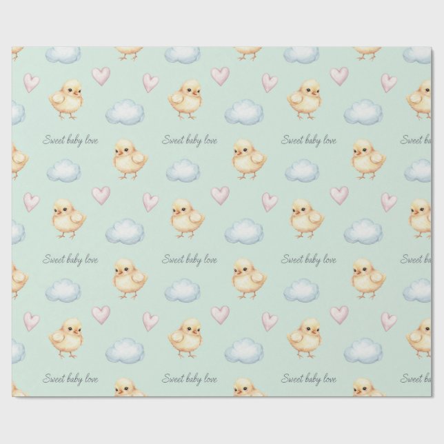  Chicks and Hearts by Natasha Us   Wrapping Paper (Flat)