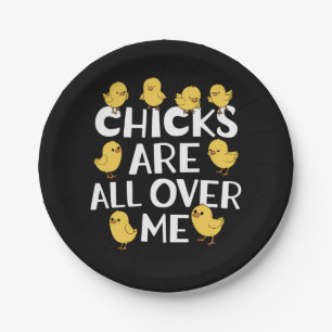 Chicks Are All Over Me Funny Easter Paper Plates