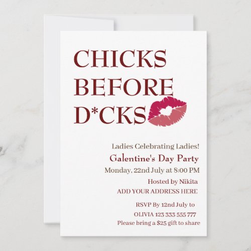  CHICKS BEFORE DCKS Galentines Day Ladies Night  Invitation
