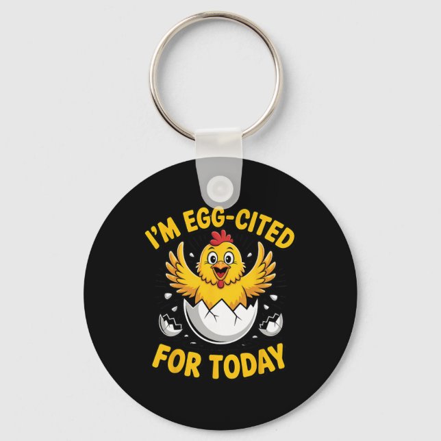 Chicks Design Chicken Lover Egg-cited Hatching Chi Keychain (Front)