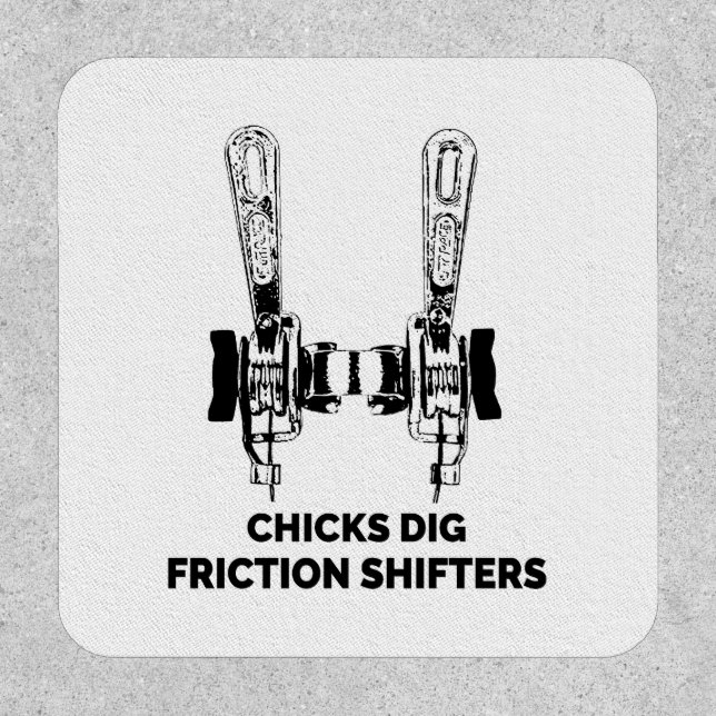 Chicks Dig Friction Shifters Bicycle Patch (Front)