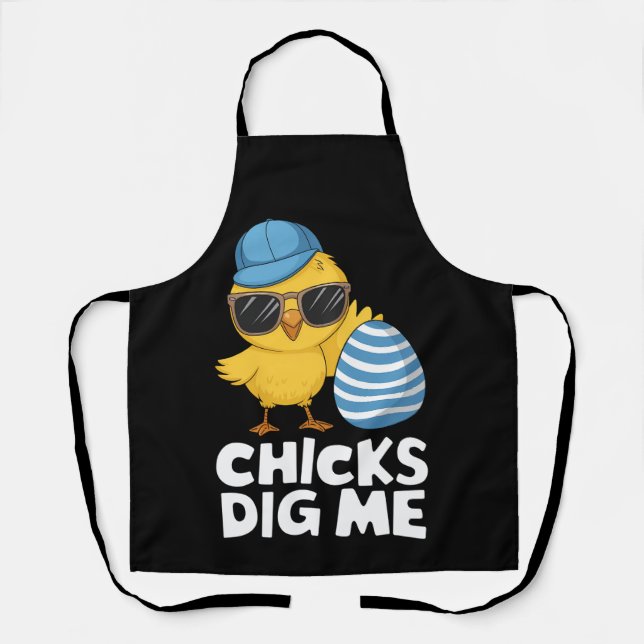 Chicks Dig Me Easter Funny Egg Hunt Apron (Front)