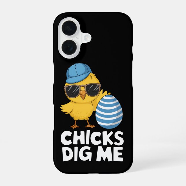 Chicks Dig Me Easter Funny Egg Hunt Iphone Case (Back)