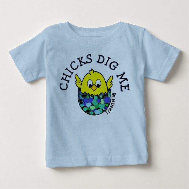 Chicks Dig Me Easter Spring Romper Egg Blue boys (Front)