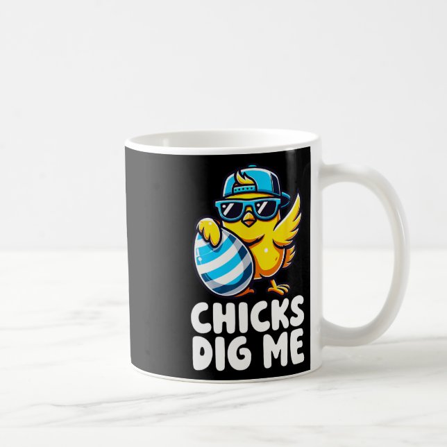 Chicks Dig Me Easter Toddler Boys Men Happy Easter Coffee Mug (Right)
