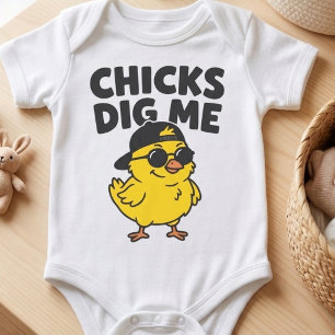 Chicks Dig Me Funny Cute Easter Chick Baby Bodysuit
