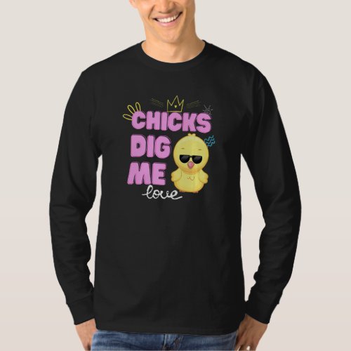 Chicks Dig Me Funny Easter Day Humor Doodle Boys T_Shirt