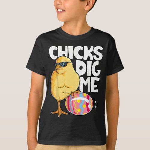 Chicks Dig Me Funny Easter Egg Hunting Hunter Boys T_Shirt