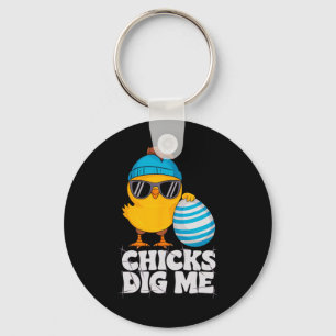 Chicks Dig Me Funny Happy Easter Sunday Outfit Wom Keychain