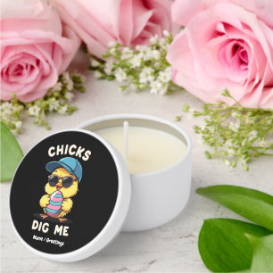 Chicks Dig Me Happy Easter Day Funny Kids Gift Mini Candle Favors
