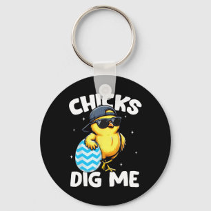 Chicks Dig Me Shirts Kids Boys Toddler Happy Easte Keychain