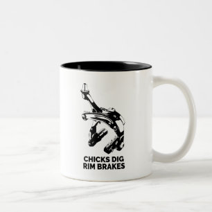 Chicks Dig Rim Brakes Two-Tone Coffee Mug