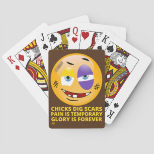 "CHICKS DIG SCARS" funny emoji Poker Cards