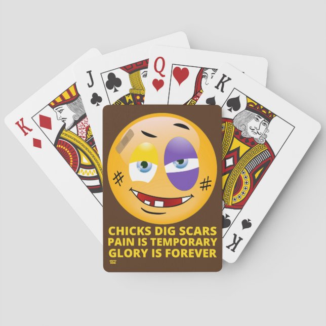 "CHICKS DIG SCARS" funny emoji   Poker Cards (Back)