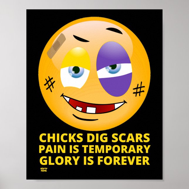 "CHICKS DIG SCARS" funny emoji        Poster (Front)