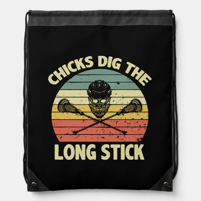 Chicks Dig The Long Stick Drawstring Bag (Front)