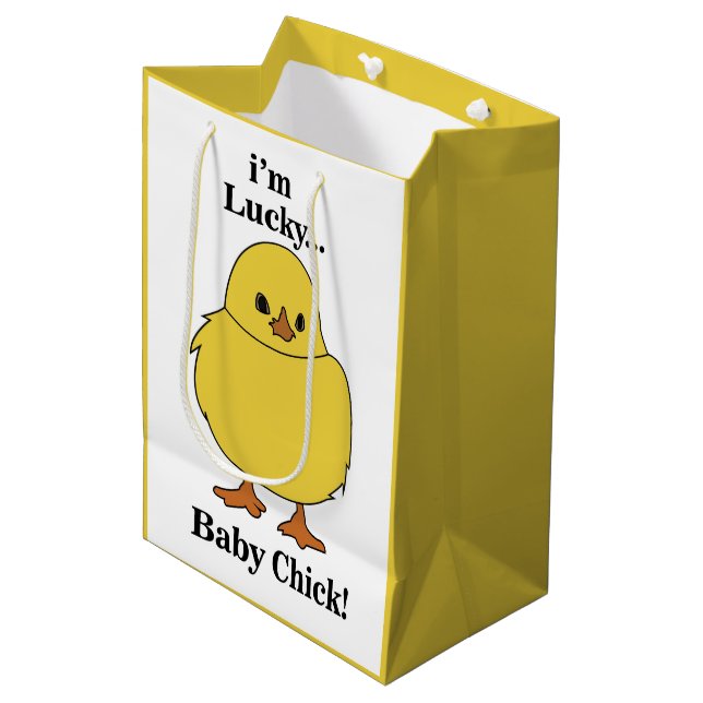 Chicks I'm Lucky Baby Chick Medium Gift Bag (Front Angled)