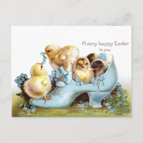 Chicks in a Shoe Vintage Easter Card