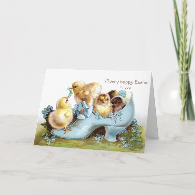 Chicks in a Shoe Vintage Easter Card (Front)