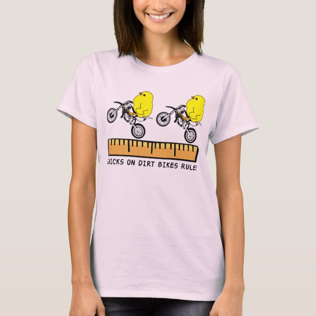 Chicks On Dirt Bikes Motocross Funny Shirt (Front)