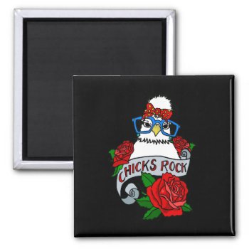 Chicks Rock Silkie Chicken Magnet by PugWiggles at Zazzle